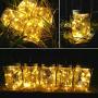 Mason Jar Outdoor Lights,4-Pack Solar String Lights Outdoor Hanging Lights with 20LEDS Led Light for Patio Decor Table Decor Outdoor Solar Lights Decorative, Silver Wire Warm White