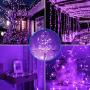 Solar String Lights Outdoor, 2-Pack 33ft 100 LED 8 Modes Waterproof Solar Powered String Lights,Solar Fairy Lights for Tree Garden Patio Wedding Party Yard Decoration(Purple)