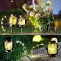 2 Pack Mason Jar Solar Lights,Hanging Solar Lanterns Outdoor Waterproof for Balcony Garden Courtyard Patio Decoration (Warm White)