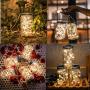 LiyuanQ Hanging Solar Mason Jar Lid Lights, 6 Pack LED String Fairy Lights Solar Lanterns Table Lights, 6 Hangers and Jars Included, Great Outdoor Décor for Lawn Patio Garden Yard (Warm White)