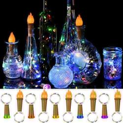 10 Pieces Wine Bottle Lights with Cork Battery Operated Mini Lights Candle Diamond Shaped LED Cork Lights for Wine Bottles Table Party, Christmas, Halloween, Wedding, Indoor Decoration, Multi Color