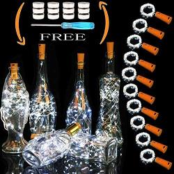 Cooo Wine Bottle Lights with Cork Bar Decor 12 Led 36 Pre-Installed+12 Replacement Battery Operated with Fairy Lights 7FT Used DIY Wedding Party Decoration Halloween Christmas -10 Sets Lamp Cool White