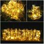 Solar Mason Jar Lid Lights [Updated], 6 Pack 15 LED Waterproof Fairy Firefly Jar String Lights with Hangers (NO Jars), Patio Yard Garden Wedding Easter Decoration - Warm White
