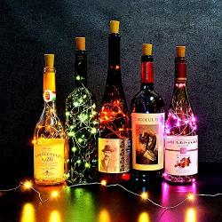 ANYOYO Bottle Cork Lights 6 Color 20 LED Copper Wire Wine Bottle Mini Fairy String Lights Battery Powered Starry Lights Gift for Thanksgiving Days Christmas Decoration DIY Wedding Party Indoor Outdoor