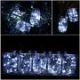 Solar Mason Jar Lights, 4 Pack 20 LED Waterproof Fairy Firefly Jar Lids String Lights (with Jars and Hangers), Garden Patio Yard Wedding Easter Decoration - Cool White
