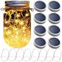 Mason Jar Solar Lantern Lights, 8 Pack 30 LED Bulbs Fairy Star Firefly Solar Lids Jar Lights,8 Hangers Included(No Jars),for Patio Garden Mason Jar Lanterns Table Wedding Decorations Lights