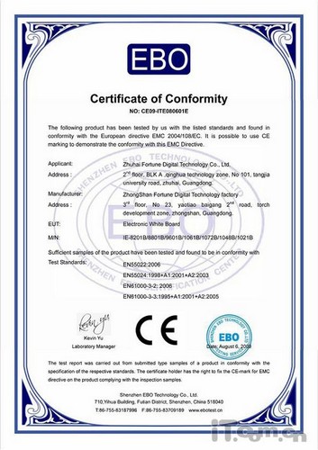 CE Certificate of Comformity